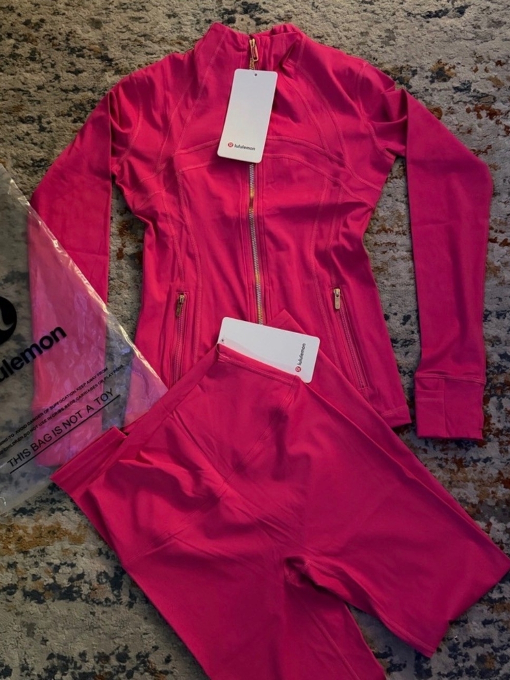 lululemon athletica Women’s Hot Pink Leggings & Zip Jacket Set